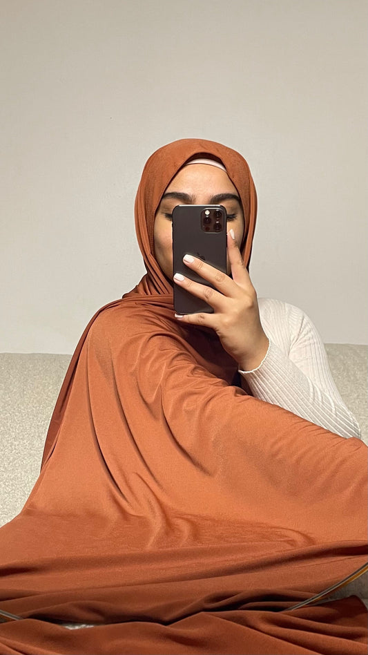 Hijab en Jersey premium de luxe Terracota