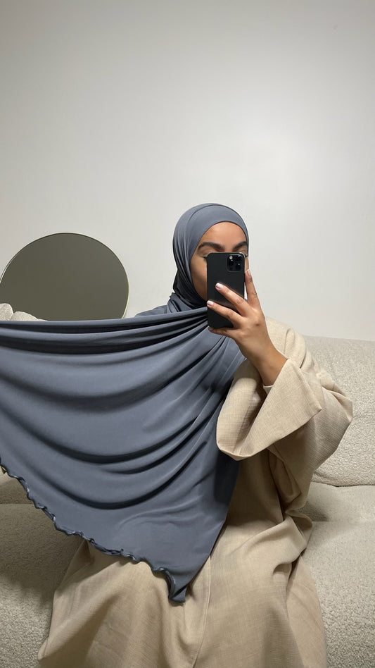Hijab en jersey premium froncé gris anthracite