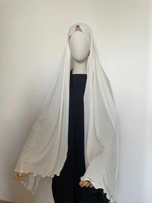 Hijab en jersey premium froncé Blanc coton