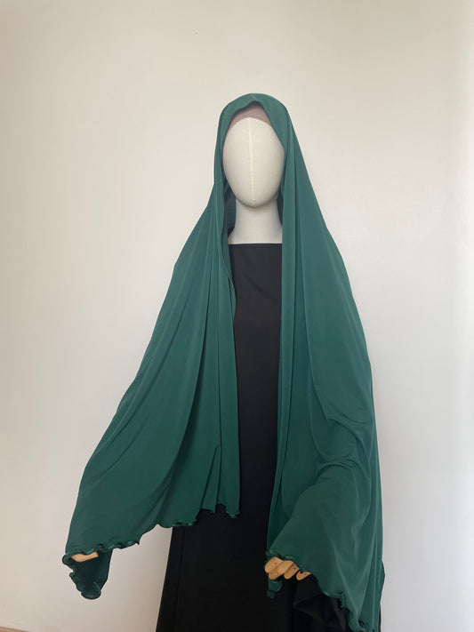 Hijab en jersey premium froncé Émeraude