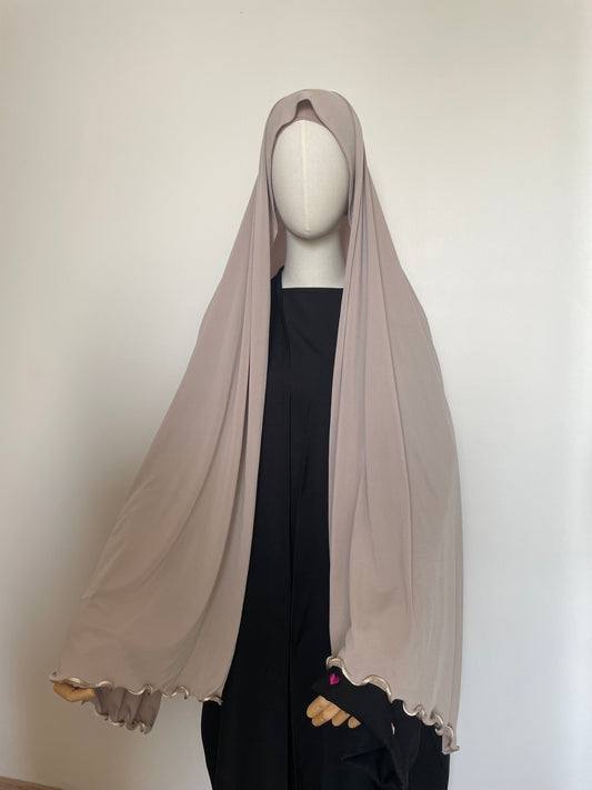 Hijab en Jersey premium froncé Taupe clair