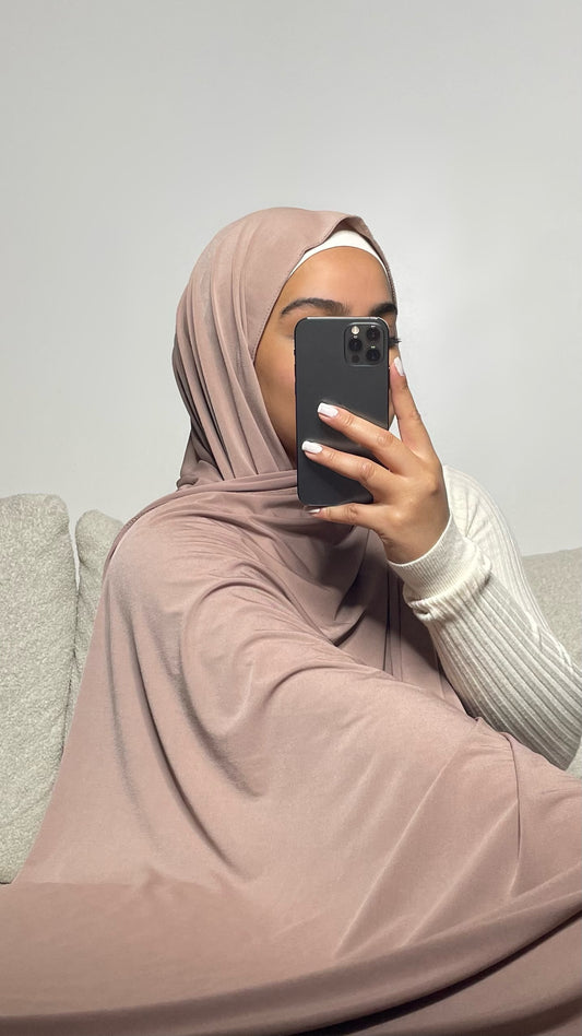 Hijab en jersey premium de luxe bois de rose