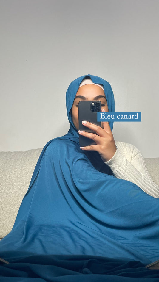 Hijab en Jersey premium de luxe bleu canard
