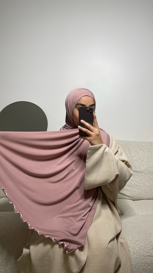 Hijab en jersey premium froncé rose