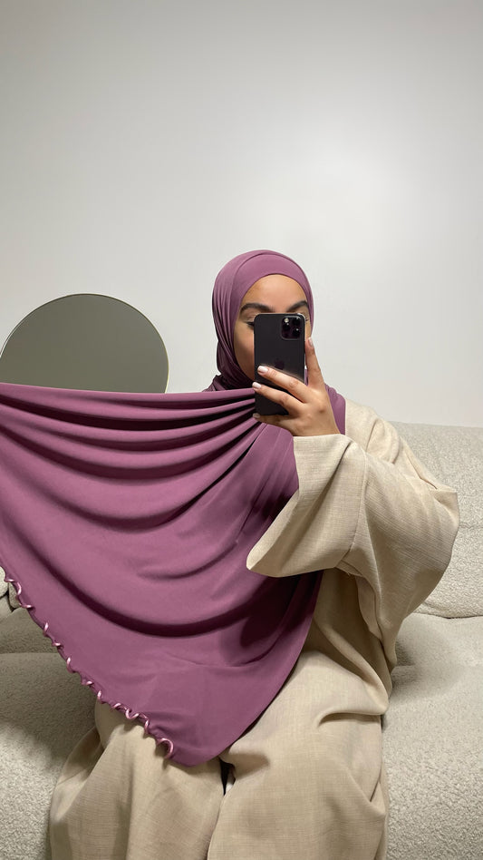 Hijab en jersey premium froncé violet