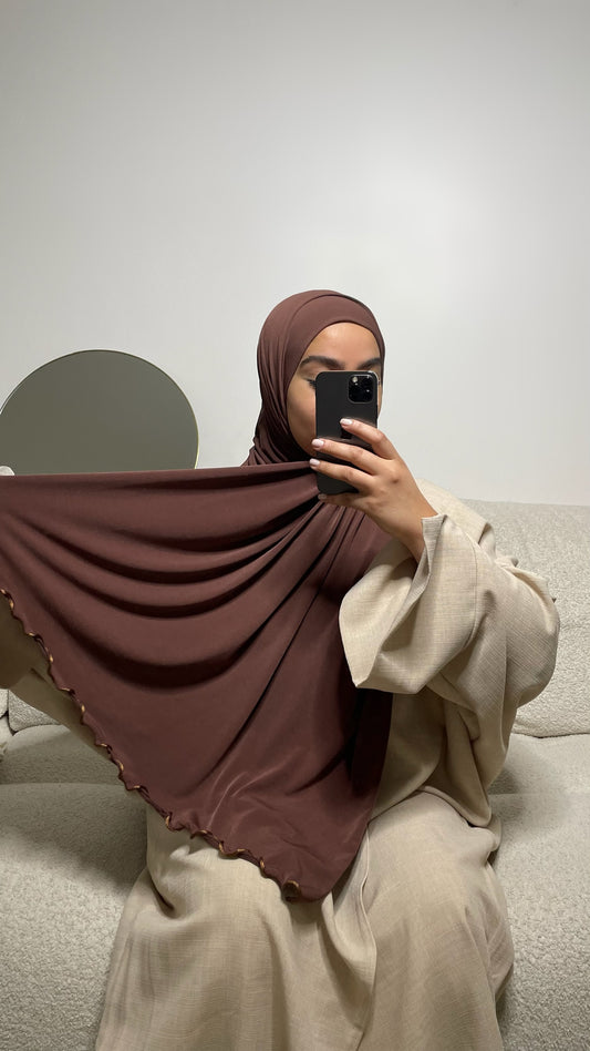 Hijab en jersey premium froncé