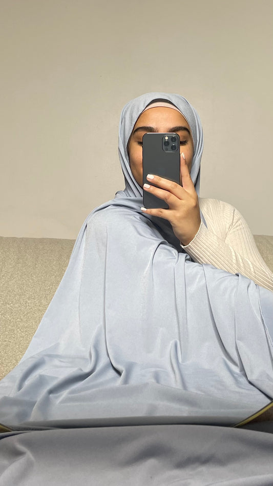 Hijab en jersey premium de luxe Bleu Gris