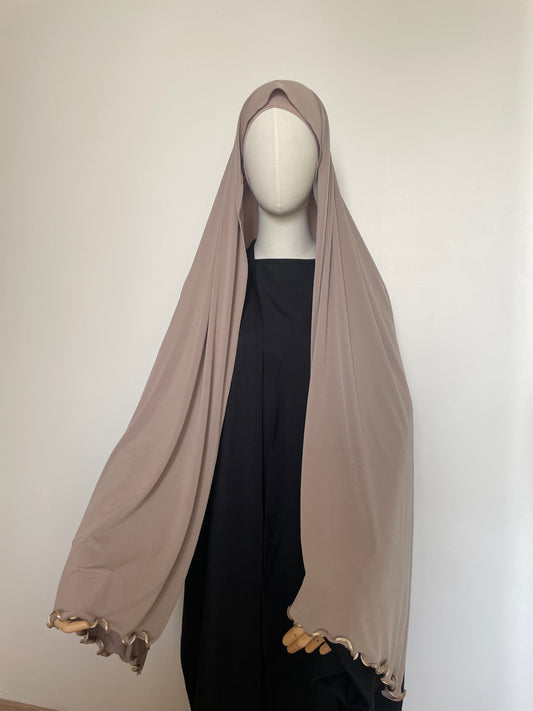 Hijab en Jersey premium froncé Taupe
