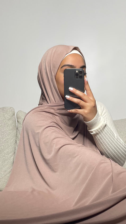 Hijab en jersey premium - Rose poudré