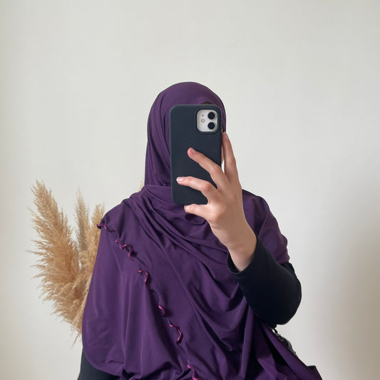 Hijab en jersey premium froncé Violet foncé