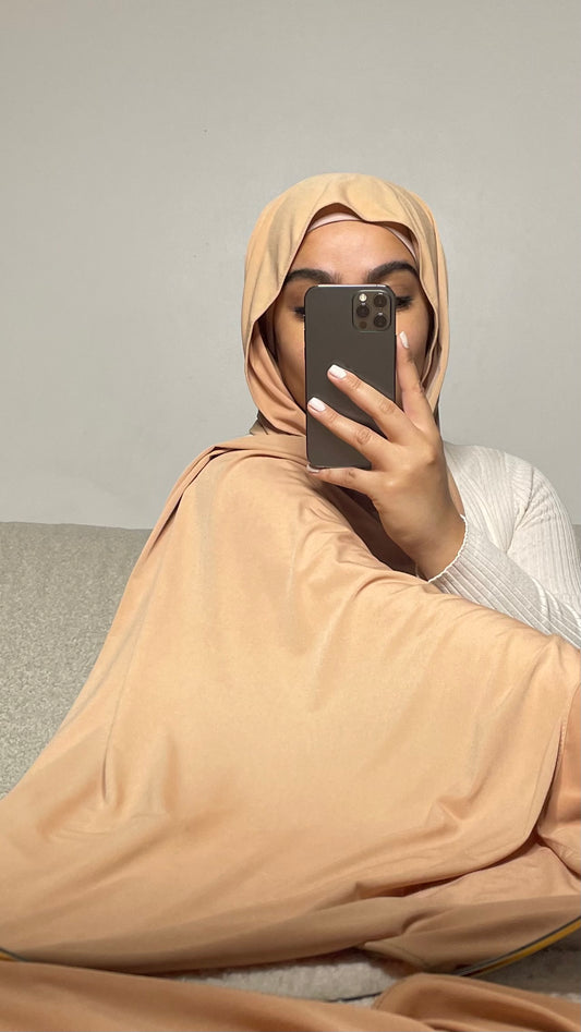 Hijab en jersey premium de luxe abricot