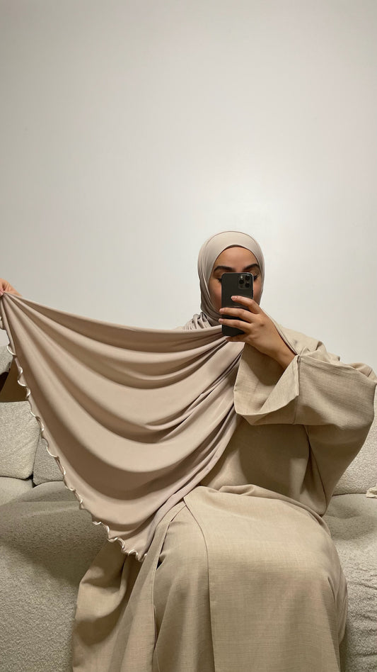 Hijab en jersey premium froncé beige